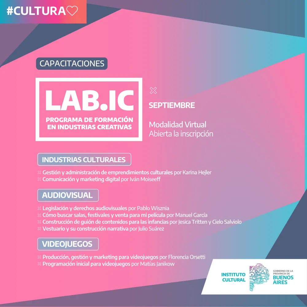 El Instituto Cultural ofrece nuevas capacitaciones abiertas y gratuitas sobre industrias creativas