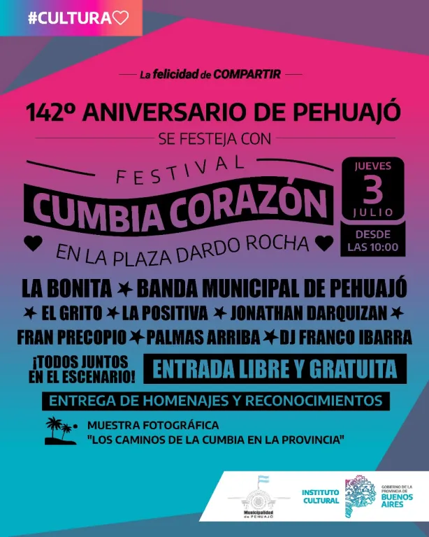 Festival Cumbia Corazón: 142° Aniversario de Pehuajó