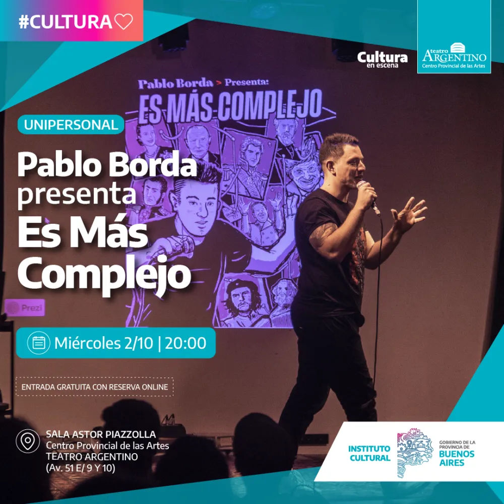 Llega la obra “Es más complejo” de Pablo Borda al Teatro Argentino