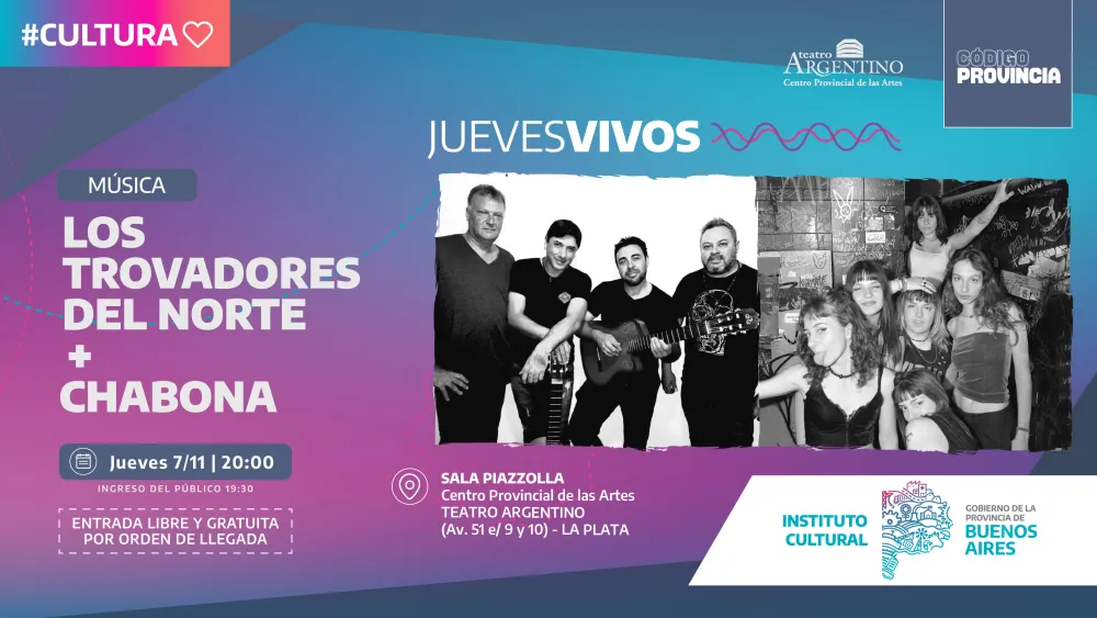 Continúa el ciclo “Jueves Vivos” con shows musicales en la Sala Piazzolla del Teatro Argentino