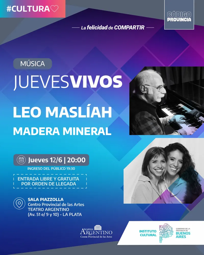 Leo Maslíah y Madera Mineral se presentan en una nueva edición de Jueves Vivos