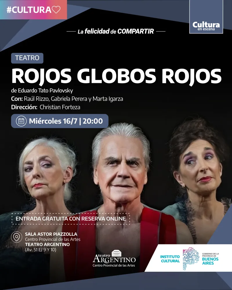 “Rojos globos rojos” se presentará en en el Teatro Argentino